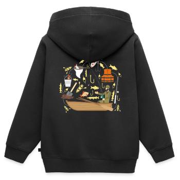 Wassersport - Kinder Premium Organic Zip Hoodie - Schwarz - Hinten - AI Model Kid Male (0cm)