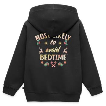 most likely to avoid bedtime - Kinder Premium Organic Zip Hoodie - Schwarz - Hinten - AI Model Kid Male (0cm)
