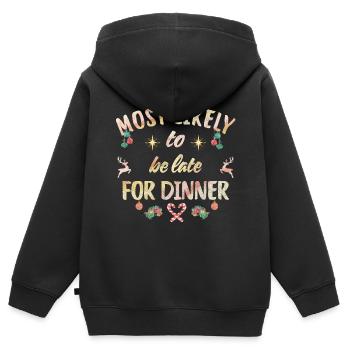 most likely to be late for dinner - Kids Premium Organic Zip-up Hoodie - black - Back - AI Model Kid Male (0cm)
