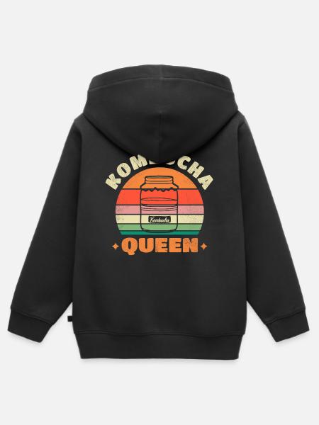 Kombucha Queen - Kinder Premium Organic Zip Hoodie - Schwarz