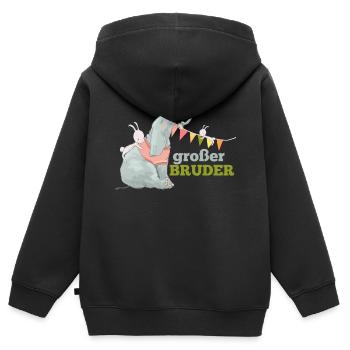 großer Bruder Elefant Hase - Kinder Premium Organic Zip Hoodie - Schwarz - Hinten - AI Model Kid Male (0cm)
