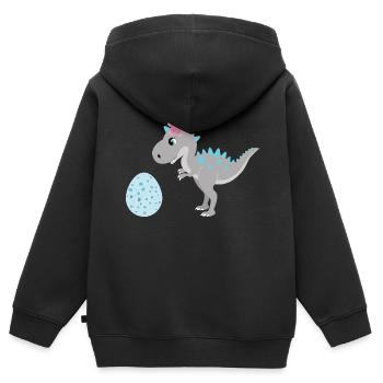 Dino Dinosaurier Ei Mama große Schwester Mädchen - Kinder Premium Organic Zip Hoodie - Schwarz - Hinten - AI Model Kid Male (0cm)