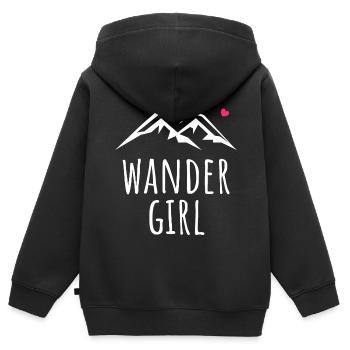 Wanderin Wander Girl - Kinder Premium Organic Zip Hoodie - Schwarz - Hinten - AI Model Kid Male (0cm)
