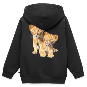 Löwe - Kinder Premium Organic Zip Hoodie - Schwarz - Hinten - AI Model Kid Male (0cm)