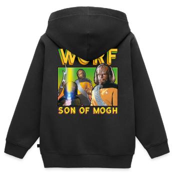 Star Trek The Next Generation Worf - Kinder Premium Organic Zip Hoodie - Schwarz - Hinten - AI Model Kid Male (0cm)
