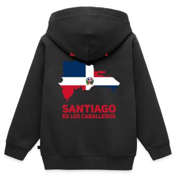 Dominikanische Republik - Kinder Premium Organic Zip Hoodie - Schwarz - Hinten - AI Model Kid Male (0cm)
