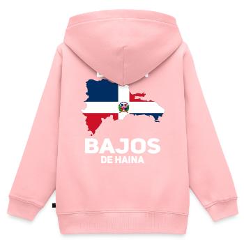 République dominicaine - Sweat Premium à capuche zippé enfant bio - rose - Dos - AI Model Kid Female (0cm)