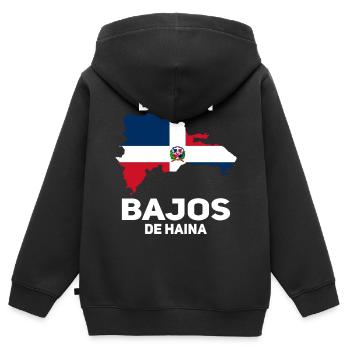 République dominicaine - Sweat Premium à capuche zippé enfant bio - noir - Dos - AI Model Kid Male (0cm)