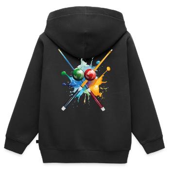 Billiard Pool Snooker Cue Balls Splash Coloré - Sweat Premium à capuche zippé enfant bio - noir - Dos - AI Model Kid Male (0cm)