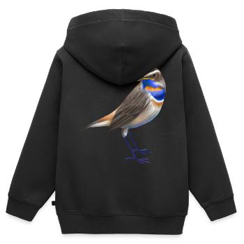 Oiseau gorge bleue - Sweat Premium à capuche zippé enfant bio - noir - Dos - AI Model Kid Male (0cm)