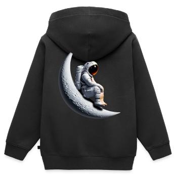 Astronaut im Halbmond - Kinder Premium Organic Zip Hoodie - Schwarz - Hinten - AI Model Kid Male (0cm)