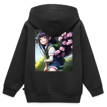 Anime Cutie - Kinder Premium Organic Zip Hoodie - Schwarz - Hinten - AI Model Kid Male (0cm)