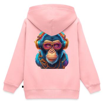 Cooler Affe - Kinder Premium Organic Zip Hoodie - Rosa - Hinten - AI Model Kid Female (0cm)