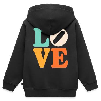 Signe de paix Amour des années 60 des années 70 Costume Groovy Hippie - Sweat Premium à capuche zippé enfant bio - noir - Dos - AI Model Kid Male (0cm)