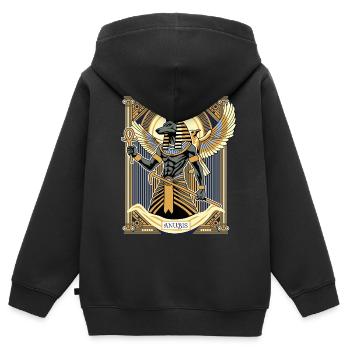 ANUBIS Le Seigneur des Enfers - Sweat Premium à capuche zippé enfant bio - noir - Dos - AI Model Kid Male (0cm)