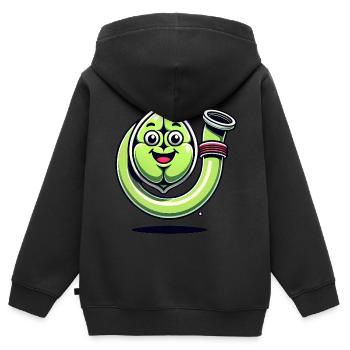 Lustiges Pod-Design im Gummischlauch-Stil - Kinder Premium Organic Zip Hoodie - Schwarz - Hinten - AI Model Kid Male (0cm)
