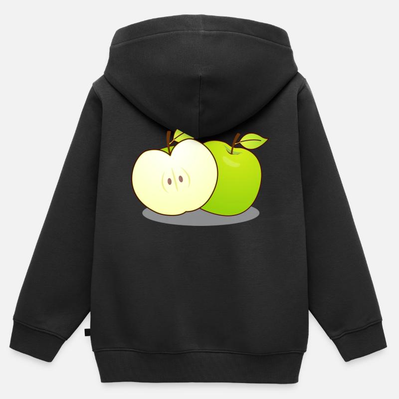 pommes - Sweat Premium à capuche zippé enfant bio - noir