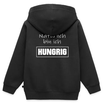 Natürlich bin ich hungrig Vielfraß Nimmersatt - Kinder Premium Organic Zip Hoodie - Schwarz - Hinten - AI Model Kid Male (0cm)