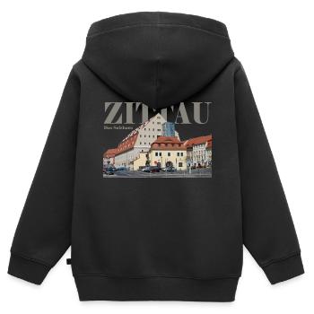 Maison de sel à Zittau - Sweat Premium à capuche zippé enfant bio - noir - Dos - AI Model Kid Male (0cm)
