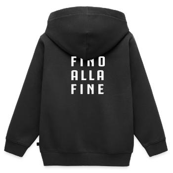 BIS ZUM ENDE - Kinder Premium Organic Zip Hoodie - Schwarz - Hinten - AI Model Kid Male (0cm)