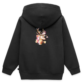 Reh mit Geweih - Kinder Premium Organic Zip Hoodie - Schwarz - Hinten - AI Model Kid Male (0cm)