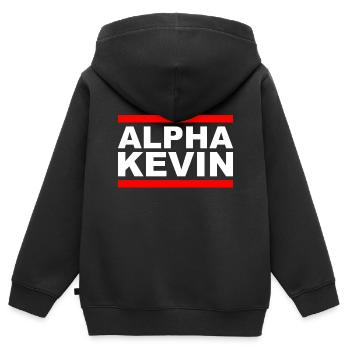 Alpha Kevin - Adage cool - Chic - Style - Mode - Sweat Premium à capuche zippé enfant bio - noir - Dos - AI Model Kid Male (0cm)