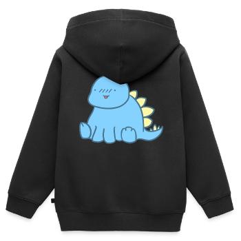 Dino mignon - Sweat Premium à capuche zippé enfant bio - noir - Dos - AI Model Kid Male (0cm)
