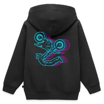 Dirt Biker Moto Vintage Motocross Garçons - Sweat Premium à capuche zippé enfant bio - noir - Dos - AI Model Kid Male (0cm)