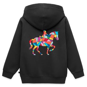 Pferd reiten Reiter Frauen Kinder Mädchen Pferde - Kinder Premium Organic Zip Hoodie - Schwarz - Hinten - AI Model Kid Male (0cm)