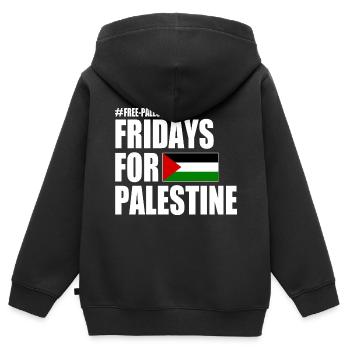 Free palestine fridays for palestine - Sweat Premium à capuche zippé enfant bio - noir - Dos - AI Model Kid Male (0cm)
