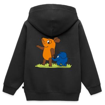 Maus und Elefant - Freundschaft - Kinder Premium Organic Zip Hoodie - Schwarz - Hinten - AI Model Kid Male (0cm)