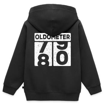 80e anniversaire 80 ans drôle 80e anniversaire - Sweat Premium à capuche zippé enfant bio - noir - Dos - AI Model Kid Male (0cm)