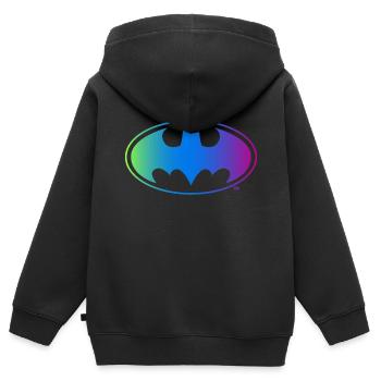 Batman néon logo ado Tee shirt manches des longue - Sweat Premium à capuche zippé enfant bio - noir - Dos - AI Model Kid Male (0cm)