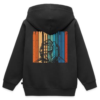 Armdrücken - Kinder Premium Organic Zip Hoodie - Schwarz - Hinten - AI Model Kid Male (0cm)