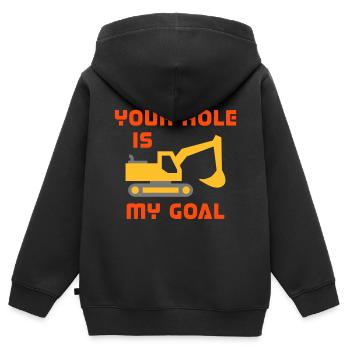 Your hole is my goal (crawler excavator) - Kids Premium Organic Zip-up Hoodie - black - Back - AI Model Kid Male (0cm)