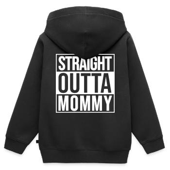 Lustiger Babyspruch Straight outta mommy - weiß - Kinder Premium Organic Zip Hoodie - Schwarz - Hinten - AI Model Kid Male (0cm)