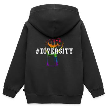 # Diversité - Sweat Premium à capuche zippé enfant bio - noir - Dos - AI Model Kid Male (0cm)