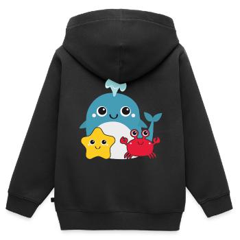 Kleiner Wal - Kinder Premium Organic Zip Hoodie - Schwarz - Hinten - AI Model Kid Male (0cm)