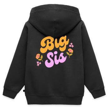 Big sis - Kinder Premium Organic Zip Hoodie - Schwarz - Hinten - AI Model Kid Male (0cm)