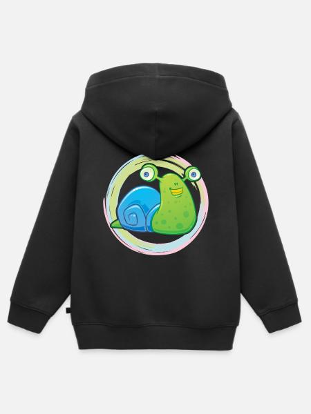 Lustige Schnecke - Kinder Premium Organic Zip Hoodie - Schwarz