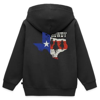 HOWDY Cowboy Texas - Sweat Premium à capuche zippé enfant bio - noir - Dos - AI Model Kid Male (0cm)