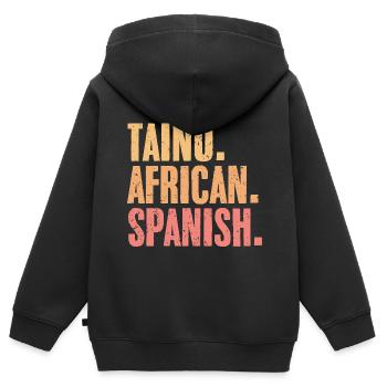 Retro Taino African Spanish For Boricua Latino - Kids Premium Organic Zip-up Hoodie - black - Back - AI Model Kid Male (0cm)