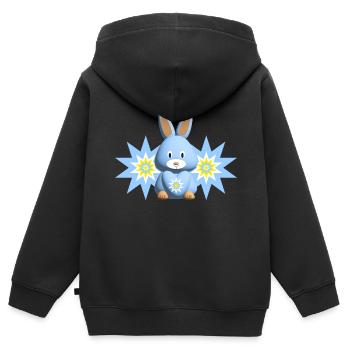 Sterne in Hellblau mit süßem Hase. - Kinder Premium Organic Zip Hoodie - Schwarz - Hinten - AI Model Kid Male (0cm)