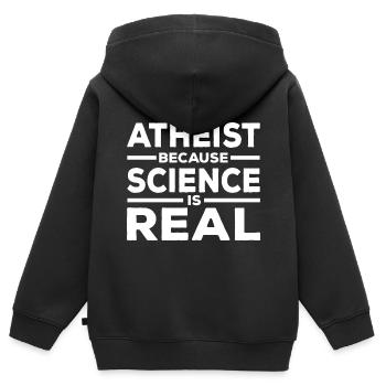 Atheismus Sprüche | Atheisten Atheist Geschenkidee - Kinder Premium Organic Zip Hoodie - Schwarz - Hinten - AI Model Kid Male (0cm)