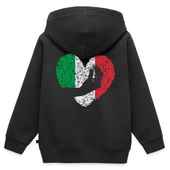 Italie. Geste de la main typiquement italien avec le cœur. - Sweat Premium à capuche zippé enfant bio - noir - Dos - AI Model Kid Male (0cm)