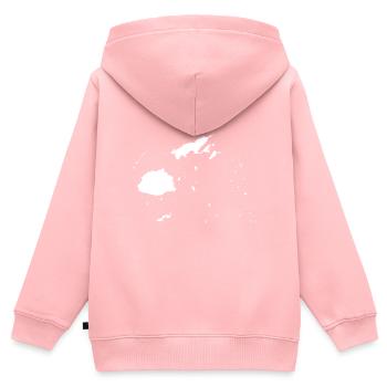 Drapeau de la carte des Fidji - Sweat Premium à capuche zippé enfant bio - rose - Dos - AI Model Kid Female (0cm)