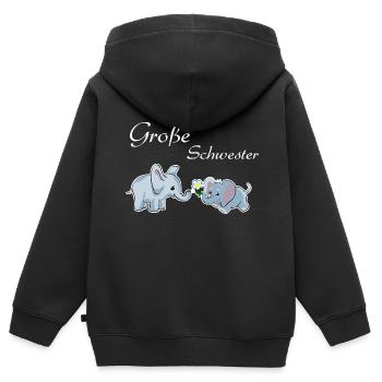 Große Schwester - Kinder Premium Organic Zip Hoodie - Schwarz - Hinten - AI Model Kid Male (0cm)