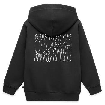 Sydney Australia - Kinder Premium Organic Zip Hoodie - Schwarz - Hinten - AI Model Kid Male (0cm)