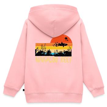 Récif de Ningaloo - Sweat Premium à capuche zippé enfant bio - rose - Dos - AI Model Kid Female (0cm)