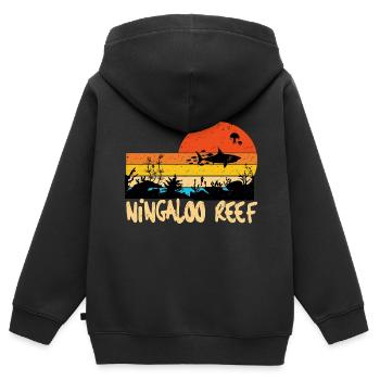 Récif de Ningaloo - Sweat Premium à capuche zippé enfant bio - noir - Dos - AI Model Kid Male (0cm)